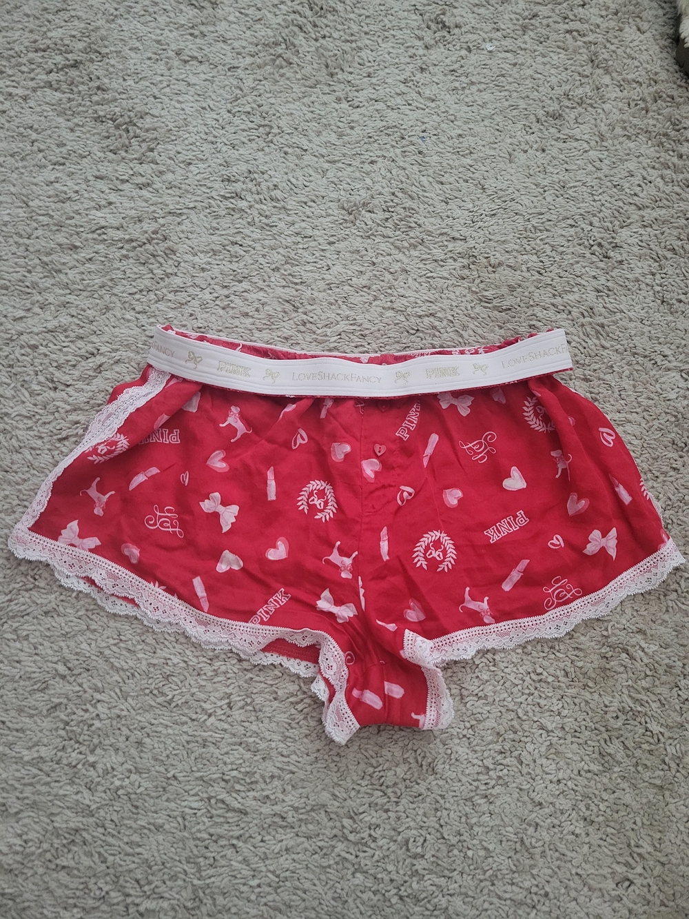 LoveShackFancy Pink Short Pajama Shorts